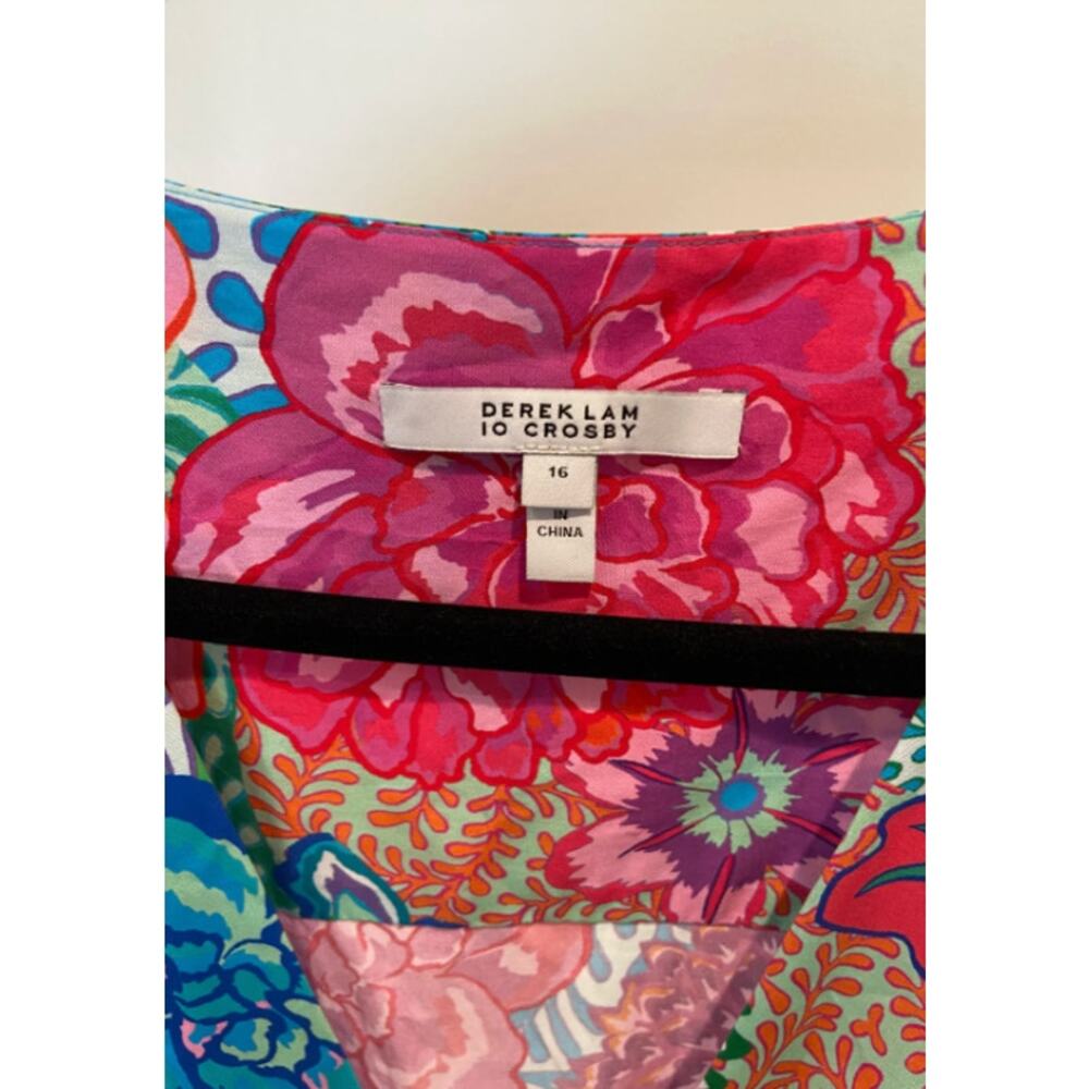 Derek Lam Fatima Tiered Floral-Print Stretch-Cotton Poplin Midi Dress size 16 - Picture 5 of 7
